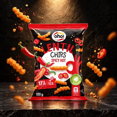 Lentil Chips Spicy Hot vegano 100 g